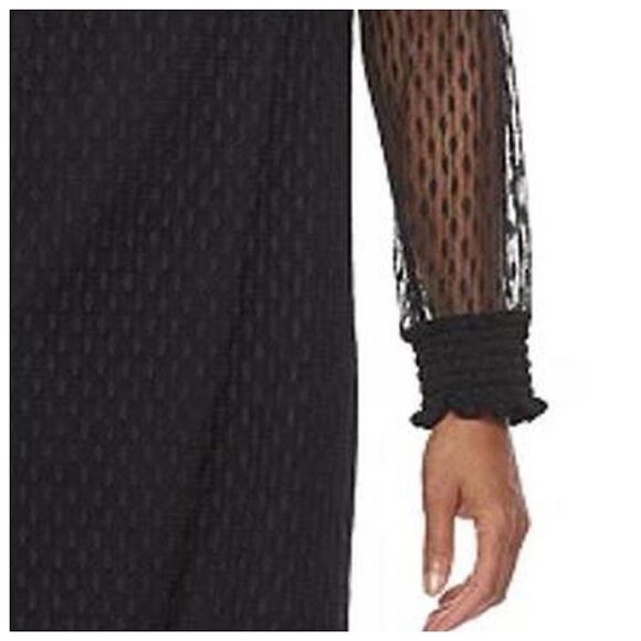 Nina Leonard Sheer Lace Overlay Mock Neck Sheath Dress Sz L Black Long Sleeve - Picture 4 of 16